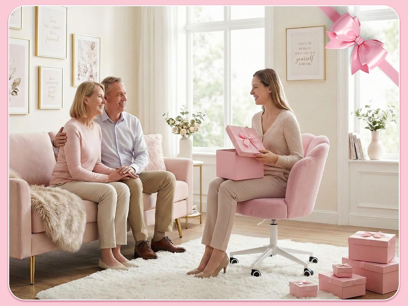 Raybee Artistic Color Velvet Vanity Chairs with Wheels, Comfy Desk Chair with Backrest, Armless Home Office Desk Chair Hight Adjustable & 360° Swivel, Makeup Task Chair for Bedroom, Study Room, Blush Pink #TikTokShopStockUp #SummerVibes #NewArrival