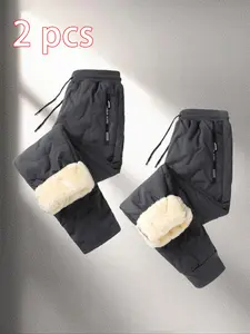 Men's Winter Fleece Lined Jogger Pants, Thick Warm Lamb Velvet Sweatpants, Loose Fit Casual Sportswear, New Style for Cold Weather, Casual Athletic Jogging