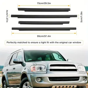 [4pcs Durable Weatherstrip Kit] 4pcs Weatherstrip Kit for Toyota Sequoia 2001-2007 - Durable Rubber Window Trim, Easy Install, Black