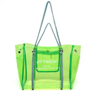 Trendy Transparent for Women 2026 New Spring Jelly Shoulder PVC Waterproof Beach Large Capacity Tote table decoration