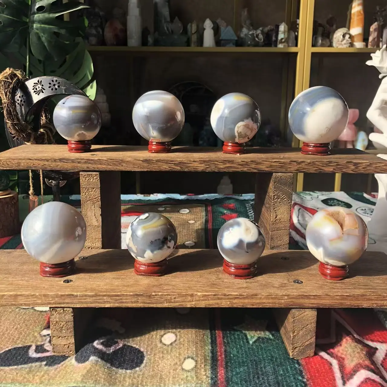Natural Crystal Orca agate sphere Collection