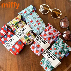 Kawaii Miffy Cute Umbrella Cartoon Rabbit Printing Cotton Clip Thickening Portable Glasses Bag Girl Gift