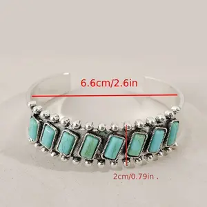 Timeless Retro Western Cuff Bracelet Set - Bold & Eye-Catching Boho Design with Genuine Turquoise Stones - Unique 8-Piece Collection for Unforgettable Style