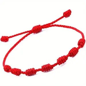 2pcs Adjustable Red Cord Bracelet with Seven Flat Knots �C Soft, Handmade Woven Design for Women, Men, Girls & Boys �C Perfect Gift for Any Occasion, Yearround Wear |   Luxurious Appearance |   Soft Red Cord