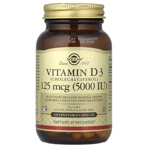 Solgar Vitamin D3, 125 mcg (5000 IU), 120 Vegetable Capsules