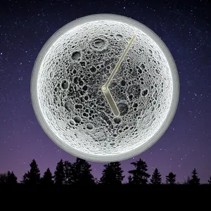 Moon Clock Lamp – 3D Printed Lunar Wall Clock with Light & USB Cable