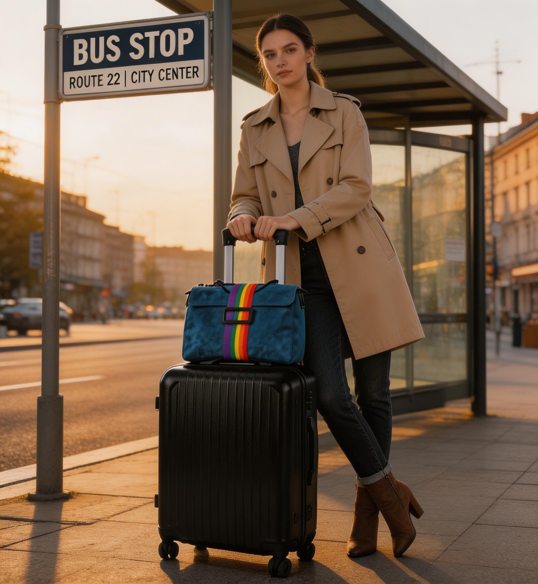 2 Pack Rainbow Extra-Wide Durable Adjustable Nylon Luggage Straps, Reusable High-Elasticity Wide Suitcase Belts, Secure Baggage Ties for Travel Vacation Business Trip