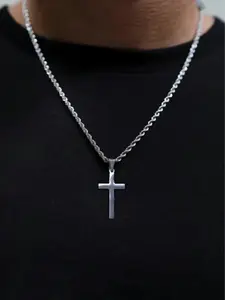 Men's Simple Twist Cross Pendant Necklace, Stainless Steel Chain, Party & Daily Wear Jewelry, Fashionable Gift for Men, Jewelry Gifts, Party Ready, Trendy Jewelry