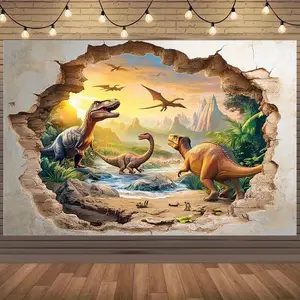 Dinosaur Scenery Backdrop T Rex Jurassic Backdrop Prehistoric Theme Background Cloth Dino Tapestry Wall Hanging Photography Background Polyester Fiber Birthday Party Outdoor Event Celebration Decor Studio Prop Kids Wall Scene