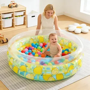 1pc Kids Inflatable Pool, Round Glitter Thick Mini Swim Pool, Cool Water Play Bubble Pool, Indoor & Outdoor Summer Inflatable Bath Pool
