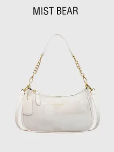 Women's PU Crossbody Shoulder Bag, Fashionable Plain Design, Adjustable Strap, Zip Closure, Ideal for Office, School, Work, Travel, Crossbody Purse