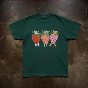 Strawberry Cat Trio Costume Graphic Baby Tee - Y2K Cute Cotton Graphic Top