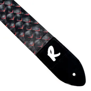 Dragon Scale Guitar Strap - Red Dragon Scale Guitar Strap - Adjustable -