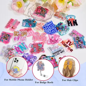 35pcs Different Styles of Glitter Medical-themed Acrylic Flatback for DIY Badge Reel Retractable Gift For Nurses Or Healthcare Workers