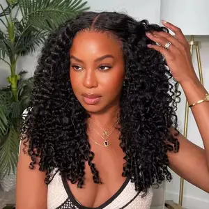 【26“ Burmese Only $109】Mamushow 3 in 1 Half Wig Burmese Curly 100% Human Virgin Hair Seamless Flip Over Beginner Friendly Glueless Wear & Go Drawstring Clip in Wig Black Color 14-26 Inch 200% Density