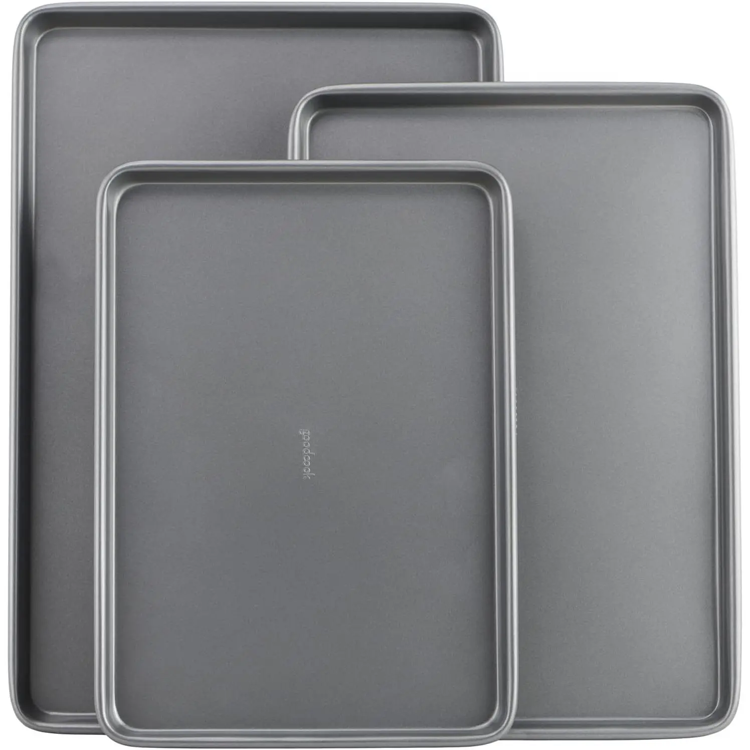 Carbon Steel Bakeware Set, 3-Pack Multi-Size Nonstick Baking Sheets (13x9", 15x10", 17x11"), Gray, Portable for Kitchen, Camping & BBQ Party