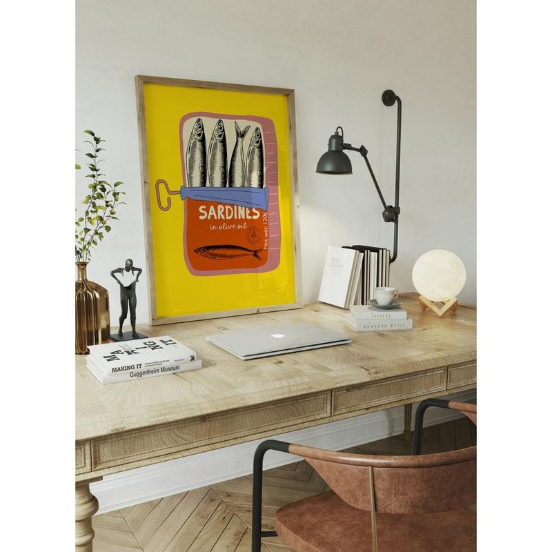 Sardines Wall Art Print, Tin Fish Art Print, Sardines Tin Print, Colorful Fish Print, Kitchen Wall Art, Trendy Wall Art, Seafood Wall Art