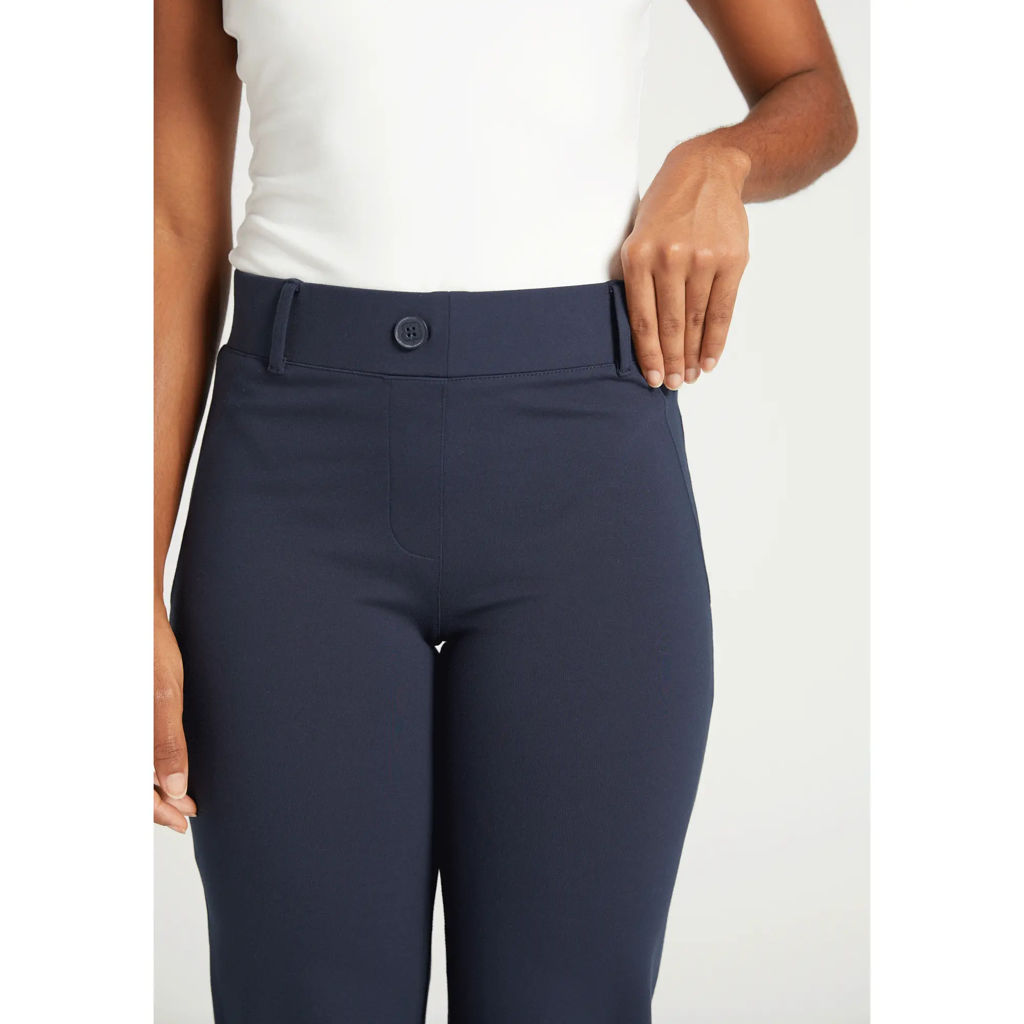 Betabrand Classic Dress Pant Yoga Pants Bootcut Leg, Mid Rise Waist - Navy  Blue (XS-XXL Regular, Petite, Long) Wrinkle Resistant Stretch Ponte Knit -  TikTok Shop