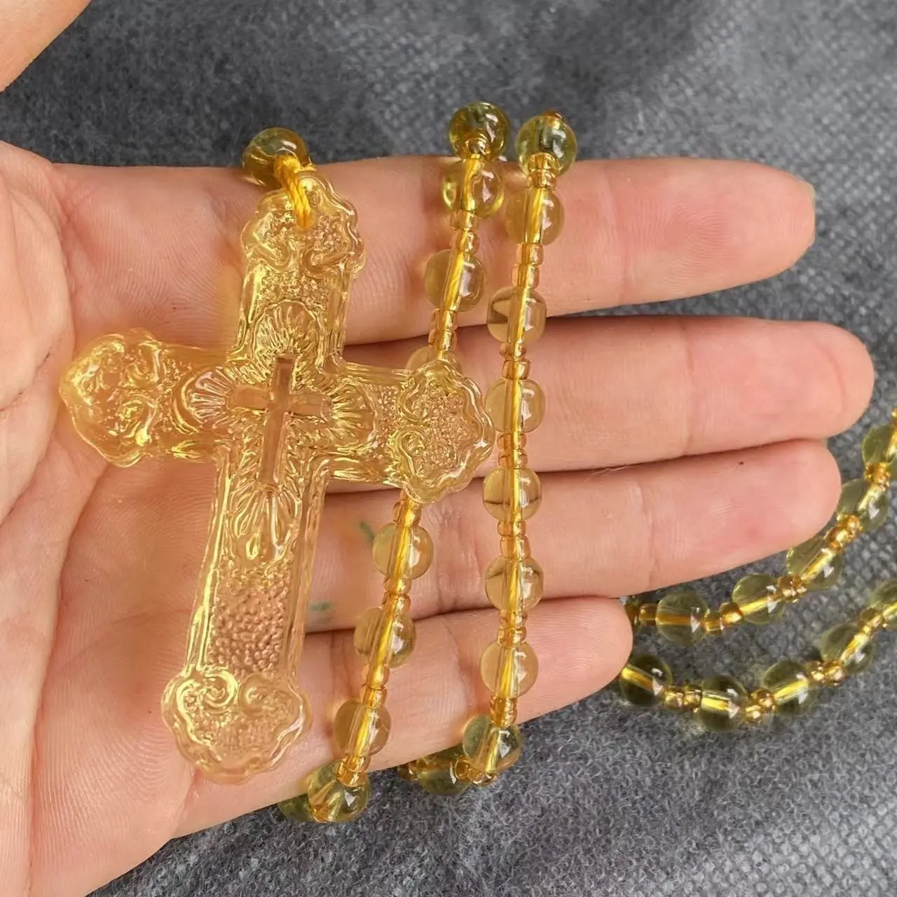 Double sided Cross Necklace   Yellow