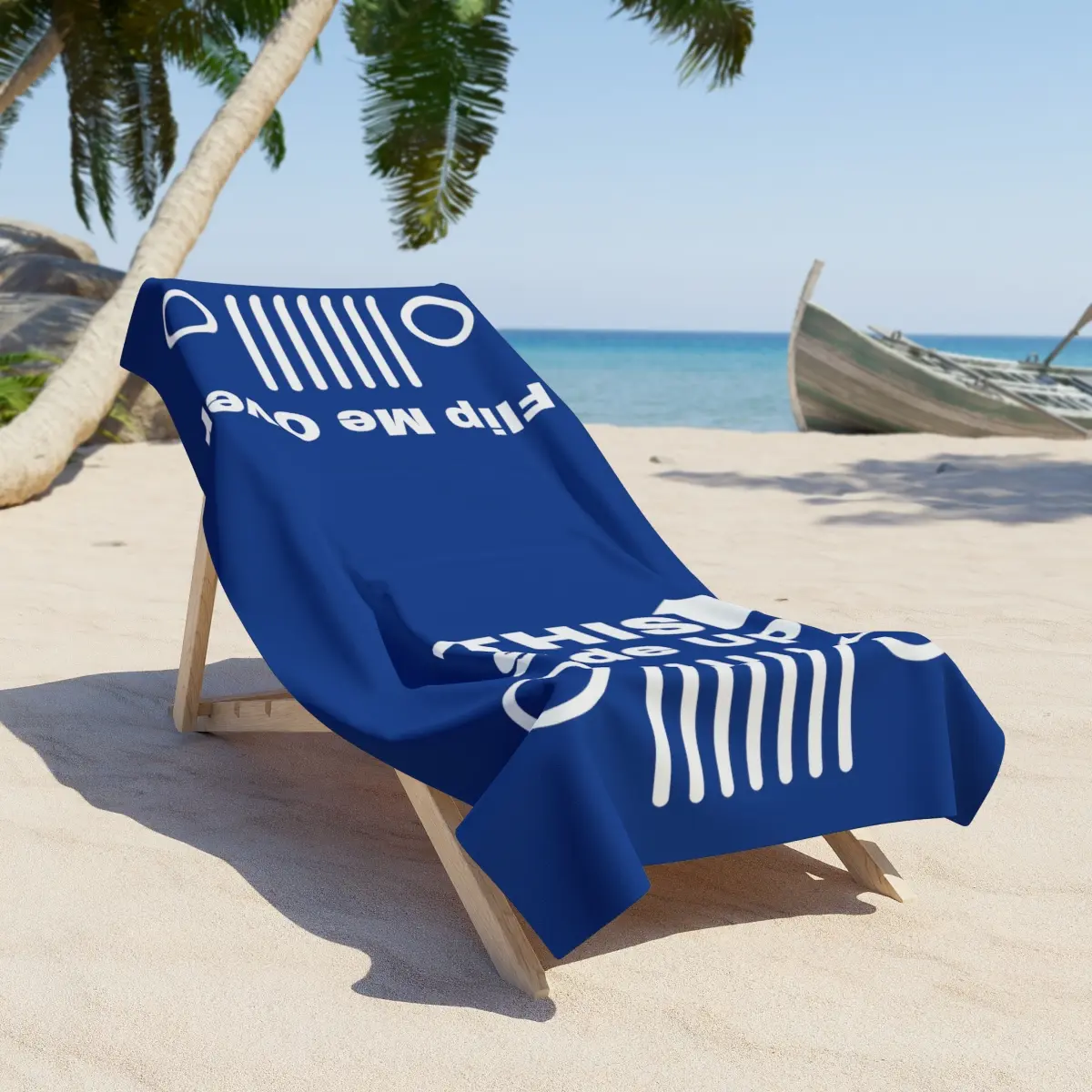 Jeep Flip Me Over Beach Towel, Navy Blue, Large or extra Large, Polyester/Cotton Blend