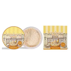 White Setting Powder Banana Cream Cake Flavor Baked Scent Lightweight Clear Oil Control Long Lasting Makeup Finishing Powder for Face Translucent Loose Powder Sets Makeup All Day No Flashback