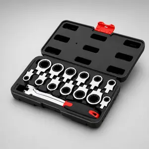 13 in 1 Ratchet Wrench Set with Interchangeable Heads 8-20mm Flex Head 180 Degree Metric Ratcheting Wrench 72 Tooth CR-V Steel Quick Change Socket Wrench Kit with Carrying Case for Car Bike Repair