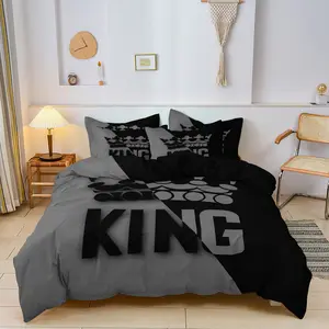 King Crown Bedding Set, Soft Comfortable Duvet Cover and Pillowcases, No Filling, Ideal for Bedroom Hotel School Dormitory