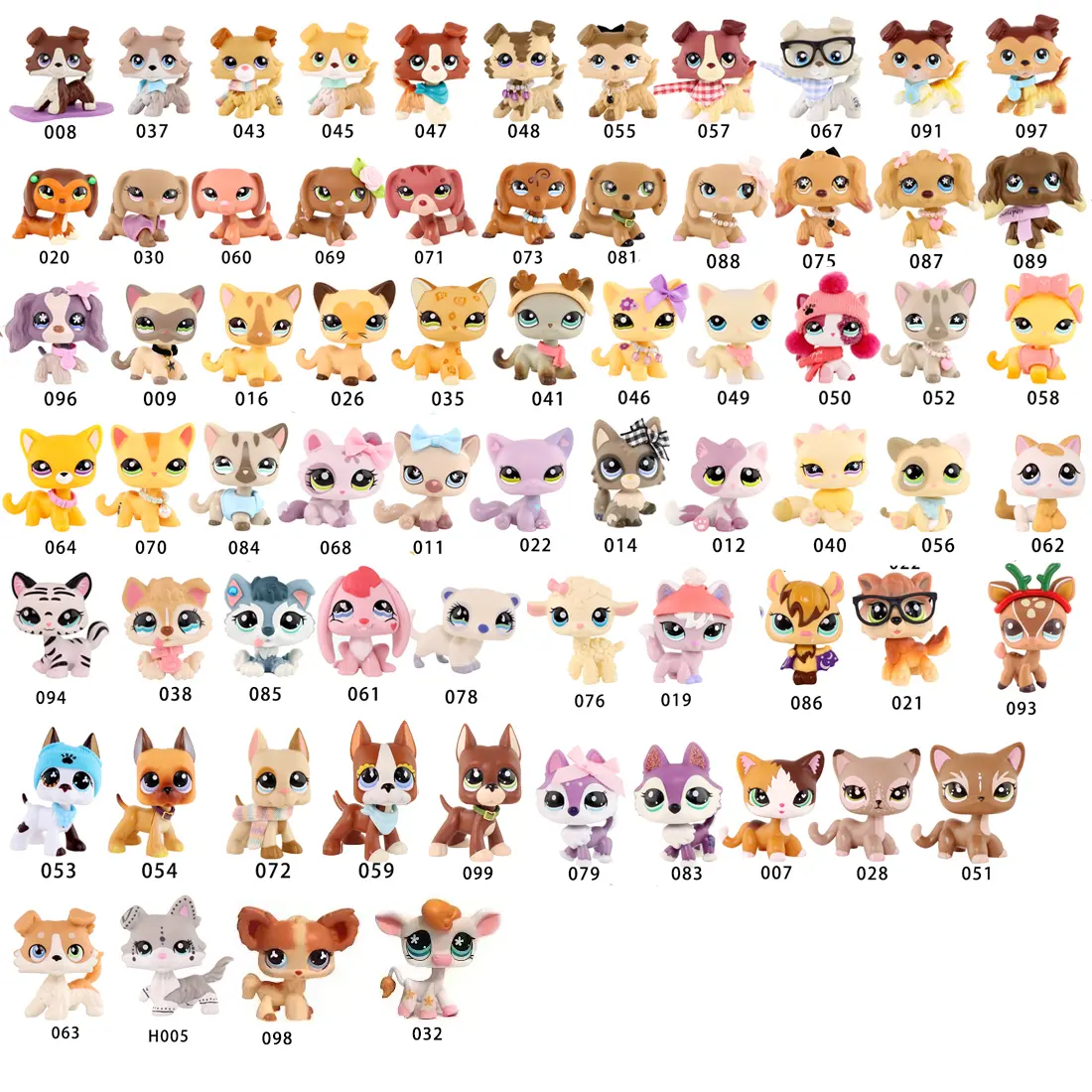 High-Quality Plastic Miniature Bobble Head Figurines - Collie 1262, Shorthair Cat, Dachshund, Cocker Spaniel, Crouching Cat, Bat, Husky, Fox, Lamb - Unisex Pretend Play Open Ended Play Toys, Cute Collectible Decor, Durable Pet-Themed Kids' Gifts, Collars