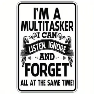 1pc Funny Im a Multitasker Metal Wall Sign Heavy Duty Decor for Home Office Bar Man Cave Gift for Birthday Fathers Day Mothers Day Halloween Workplace Decor with Easy Hang Rounded Corners Bold Text Design High Quality Print Statement Piece