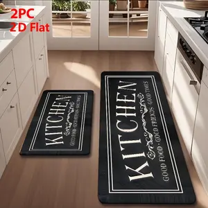 2/3 Piece Flannel Kitchen Mat Set, Non-Slip, Absorbent, Farmhouse Style, Ideal for Kitchen, Bathroom, Laundry Room, Hallway
