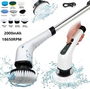 Cordless Electric Spin Scrubber 2026, 5-Speed, 9 Brush Heads, IPX7 Waterproof, Adjustable Handle, Heavy Duty Cleaning for Bathroom, Kitchen, Tub, Tile, Shower, Toilet, Car, Bathroom Cleaning Tool, Tile Scrubber, DIY Cleaning Hack