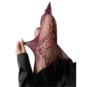 Women's Rose Pattern Lace Stockings, Lightweight Sheer High Stretch Fishnet Pantyhose, Vintage French Style Slim Fit Skinny Tights, Elegant Fashion Hosiery Perfect for Daily Outfits, Party Dating and Casual Styling