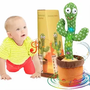 Dancing Cactus Mimicking Toy, Talking Repeat Singing Sunny Cactus Toy 120 Pcs Songs for Baby 15S Record Your Sound Sing+Dancing+Recording+LED