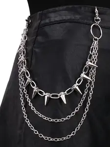 Punk Style Chain Belt, Studded Belt Buckle, Fashionable Stainless Steel Layered Belt for Women & Men, Trendy All-match & Exquisite Belt for Birthday Gift