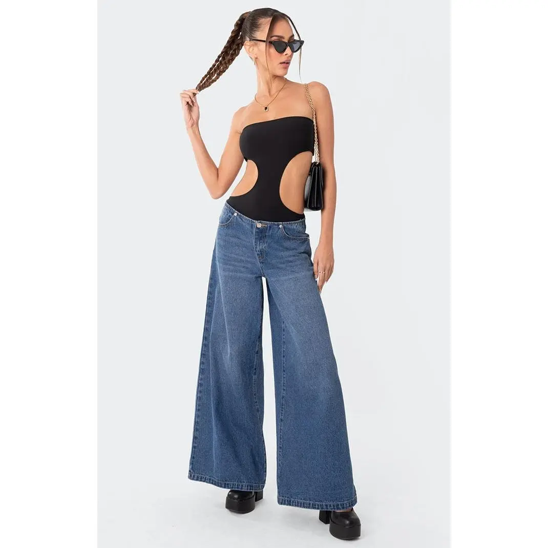 Edikted Women's Vivie Ribbed Cut Out Bodysuit