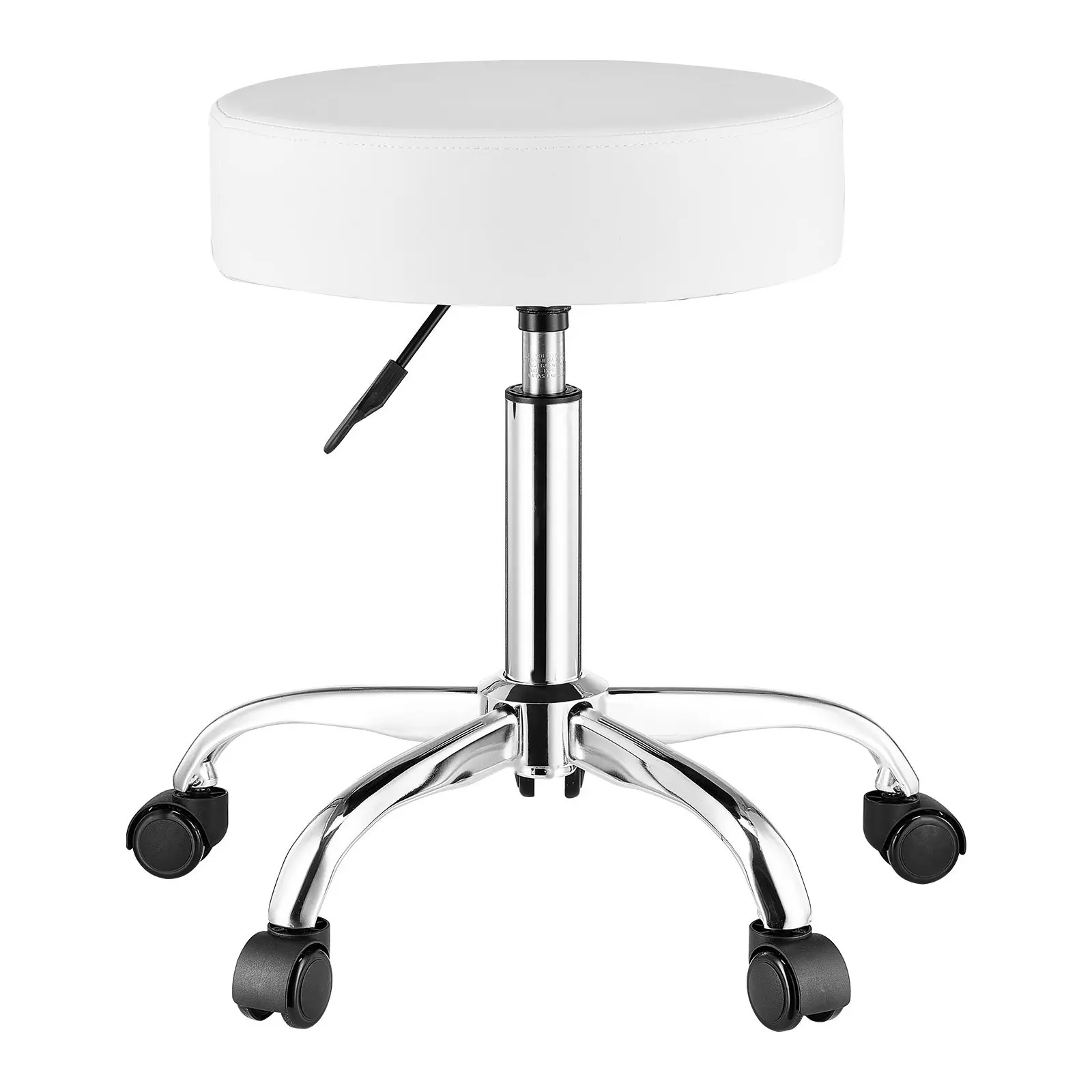 Rolling Stool With Wheels, 450-Lb Weight Capacity Round Swivel Stool Chair, Height Adjustable Thickened PU Leather, Ergonomic Stool For Salon Spa Massage Tattoo Clinic, Easy Glide Casters, White