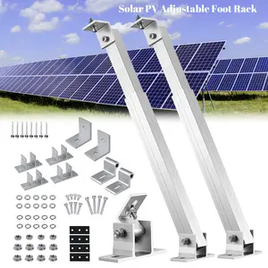 Solar PV Adjustable Foot Bracket - 2 pcs, for Metal and Cement Roofs, Corrosion-Resistant AL6005-T5, Easy Installation, Enhances Solar Panel Efficiency