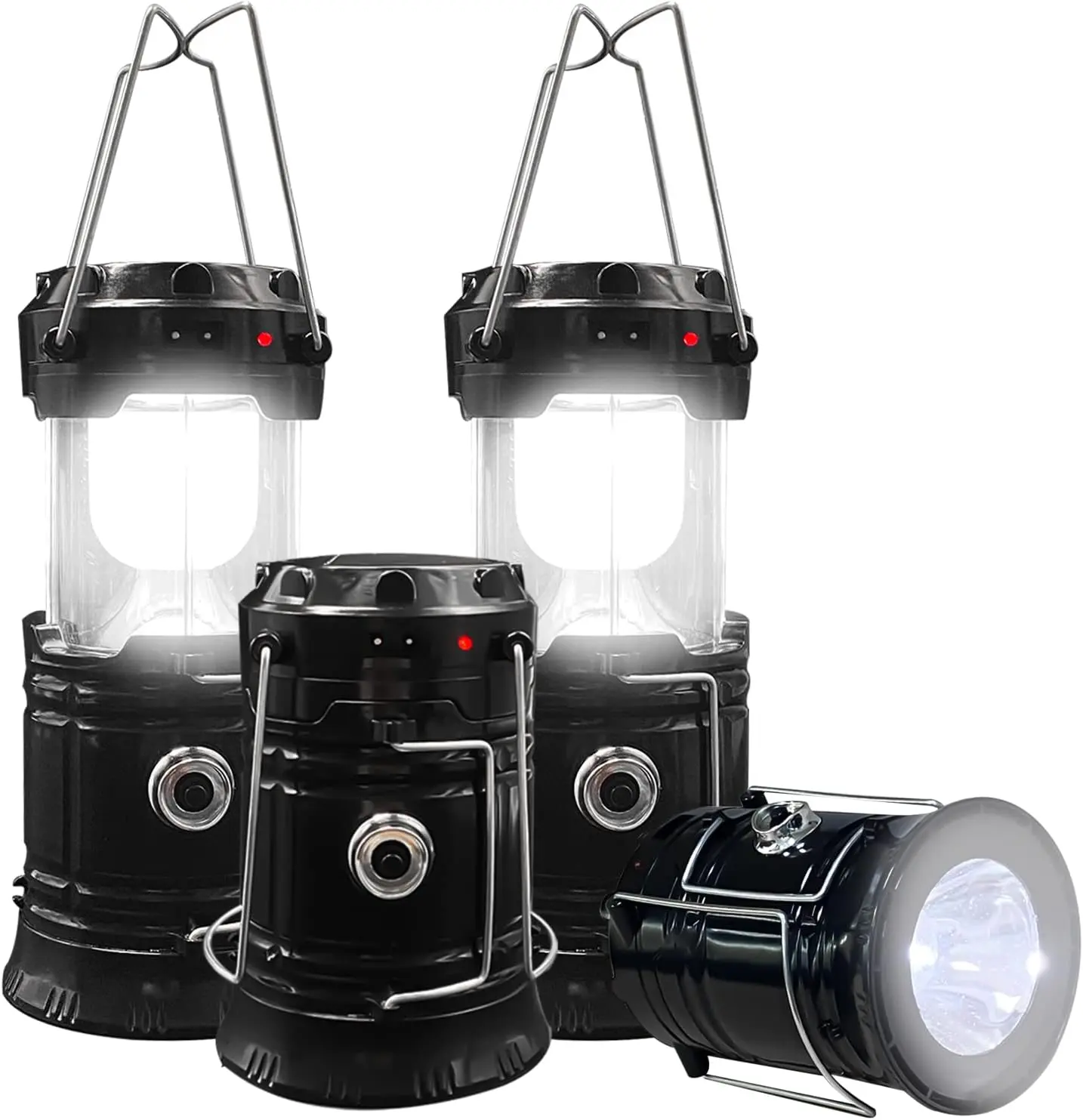 4PCS Portable Solar-Powered LED Camping Lamp - USB Charging Port, Rechargeable Emergency Lantern, LED Rechargeable Flashlights, Ideal for Hiking, Night Fishing, Father's Day Gift (Home & Festive Party Supplies), Solar Powered Flashlight