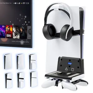 Ps5 Wall Mount Kit with Controller Stand, Compatible with Ps5/slim/pro, Floating Installation, Vertical Shelf Storage, Console Accessories