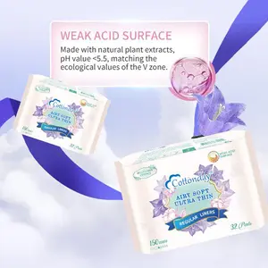Cottonday Panty Liner 150mm 32Pads Feminine Santary Napkin Zero-Feel Ultra Thin Soft and Absorbent Organic Cotton