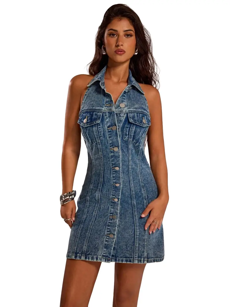 slim fit light blue dress shirt Hold Tight Denim Dress – Amaroso Boutique main image 1