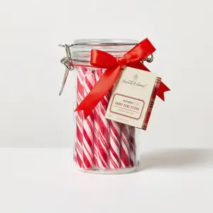 Peppermint Sticks in Glass Jar, 8.4oz Festive Candies for Holiday Treat Bowls and Christmas Snacking