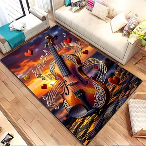 Violin and musical notes. Printed pattern home carpet, suitable for living room, bedroom, kitchen mat, home decoration, carpet, and suitable as a holiday gift for family and friends