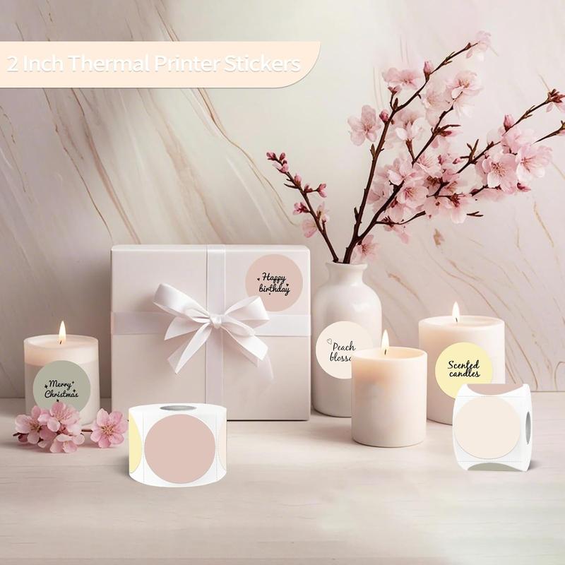 STARBOLING 2 inch Round Thermal Label,Pink Circle Thermal Sticker Labels for Business and Home,Direct Thermal Printer Label for DIY Logo Design,Thanks Card,300 Labels/1 Roll