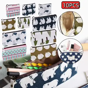 Set of 10 Makeup Bags, Stylish Zipper Pencil Cases | Handy Cosmetic Pouches with Zippers, Travel Toiletry Organizers for Women And Girls (Includes 5 Large And 5 Small)