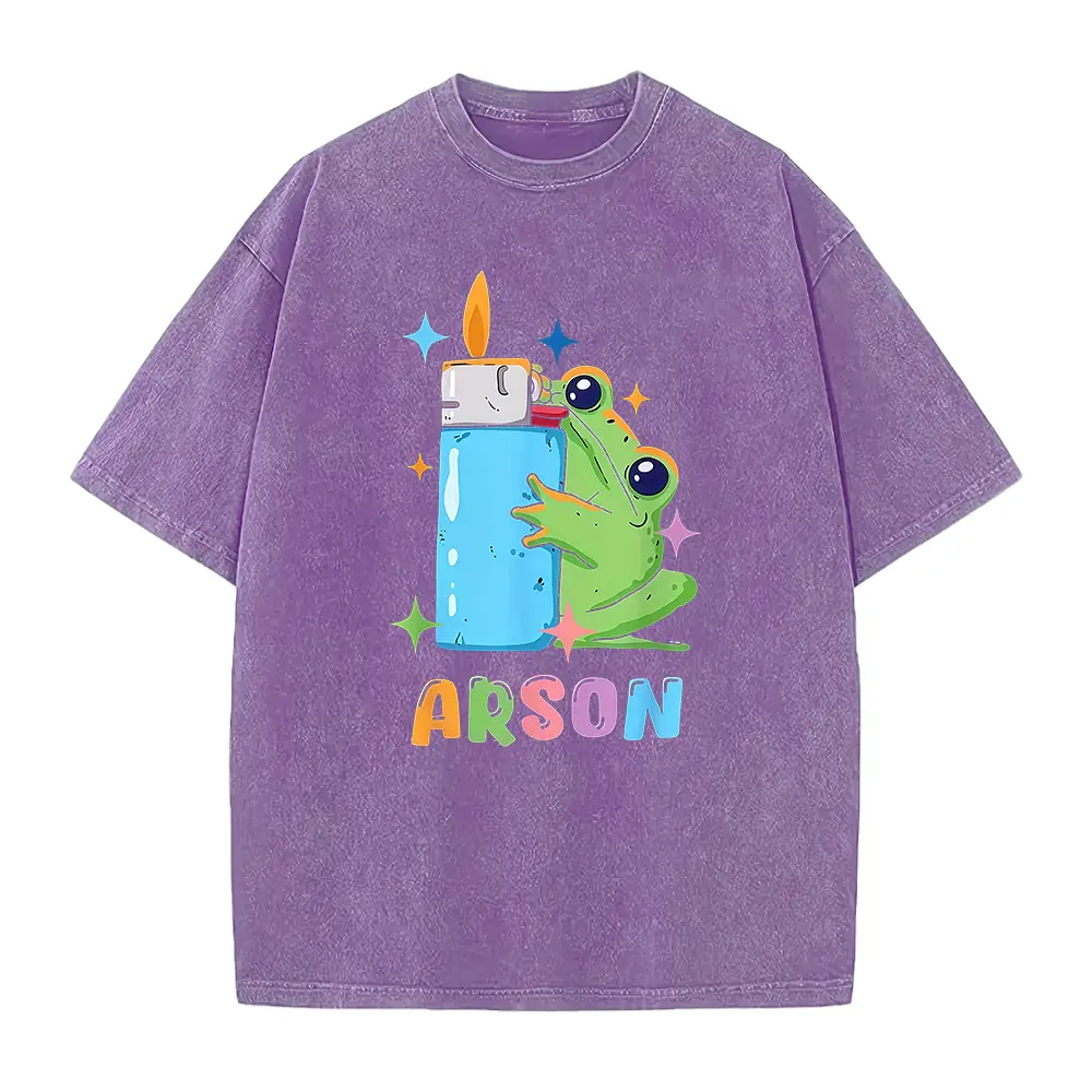 Men'S Funny Arson Frog Matchstick and Flames Graphic T-Shirt | Soft Breathable Black Tee with Pyro Comic Design, Costume Outfit (S-XXXL) - Perfect Gift for Dark Humor Fans and Comedy Lovers, PLUS SIZE