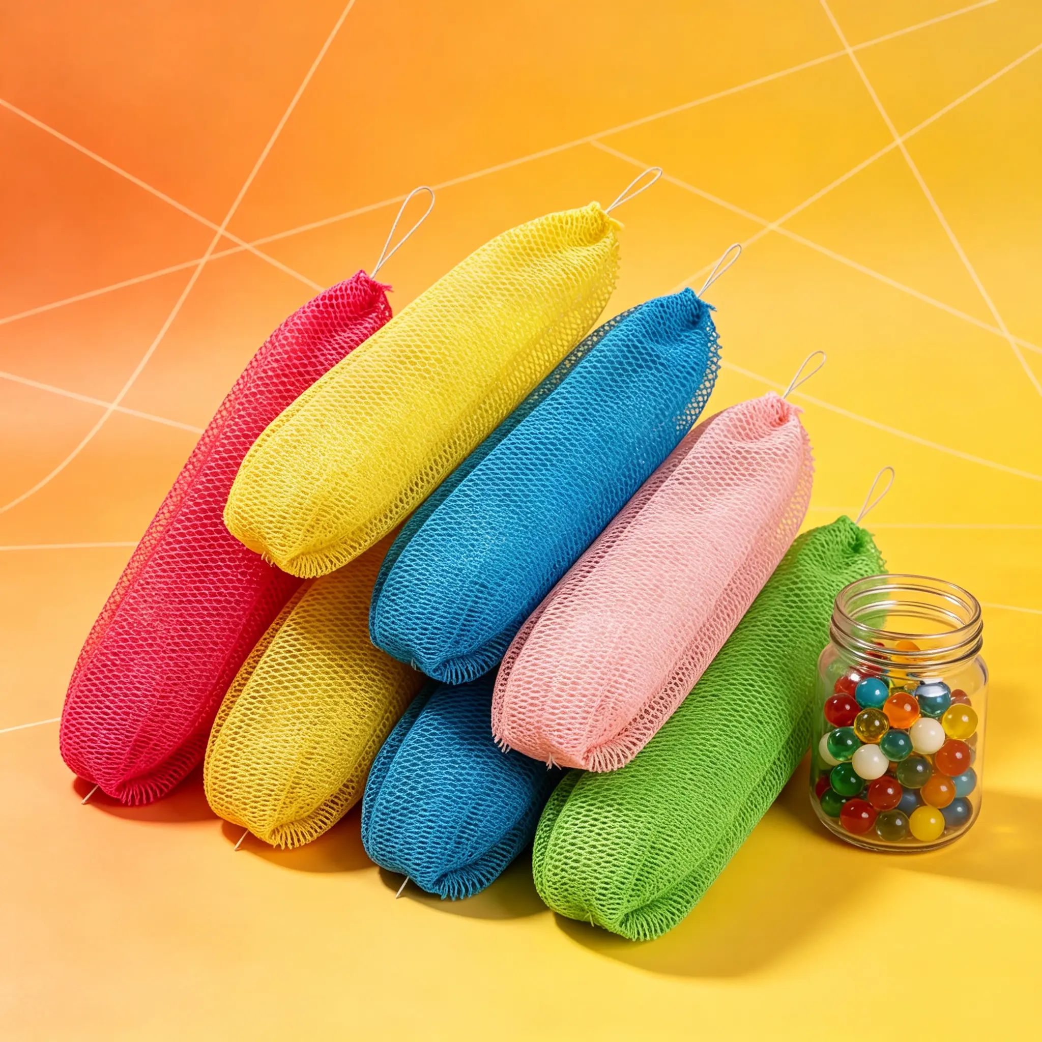 Authentic African Net Sponge 1 Pack Exfoliating Back Scrubber for Shower, Bath Sponge Squeezes Bath Sponges for Shower, Scrubbers for Body Exfoliating, Net Bath Cloth Back Net for Shower, Scrubbers for Showering Bath Sponge for Women Keratin Removal Tool