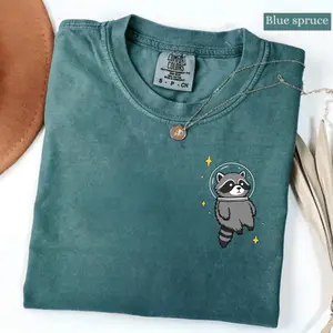 Comfort Colors Space Raccoon T-Shirt, Funny Racoon Shirt, Cosmic Animal Tee, Chaotic Raccoon Shirt, Spooky Gamer Gift