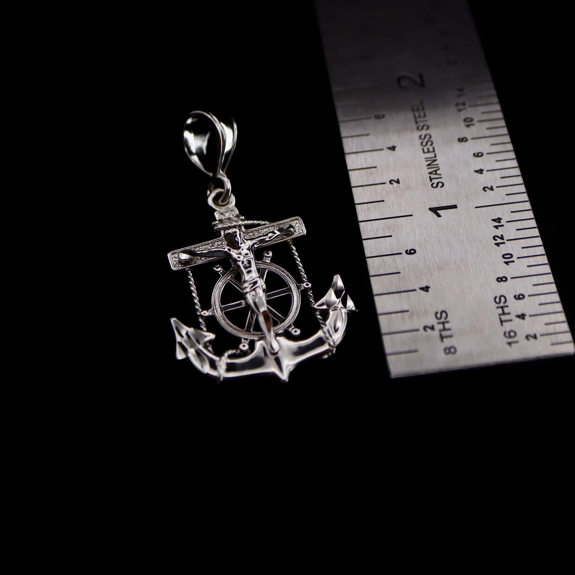 Genuine 925 Real Silver Anchor Crucifix Pendant - Rhodium-Plated Nautical Cross, 25mm x 33mm Unisex Daily Wear Jewelry, Superior Corrosion Resistance Collector’s Piece, Crucifix 925 Real Silver Necklaces & Pendants