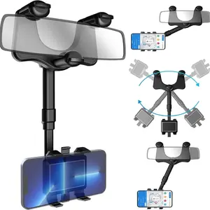 360 Degree Car Phone Holder Rearview Mirror, 2026 Multifunctional Navigation Bracket, 360° Rotatable & Retractable Car Phone Holder,car accessories